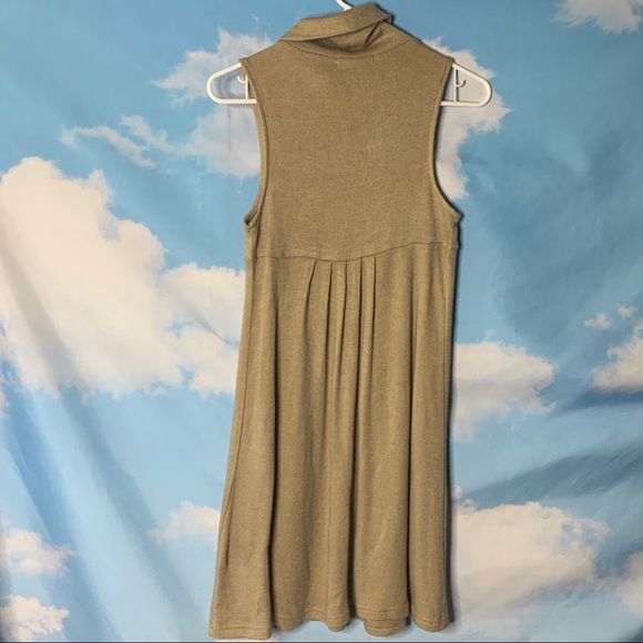 Commetoi- Tan Sleeveless Faux Turtleneck Dress size Small - Picture 4 of 9
